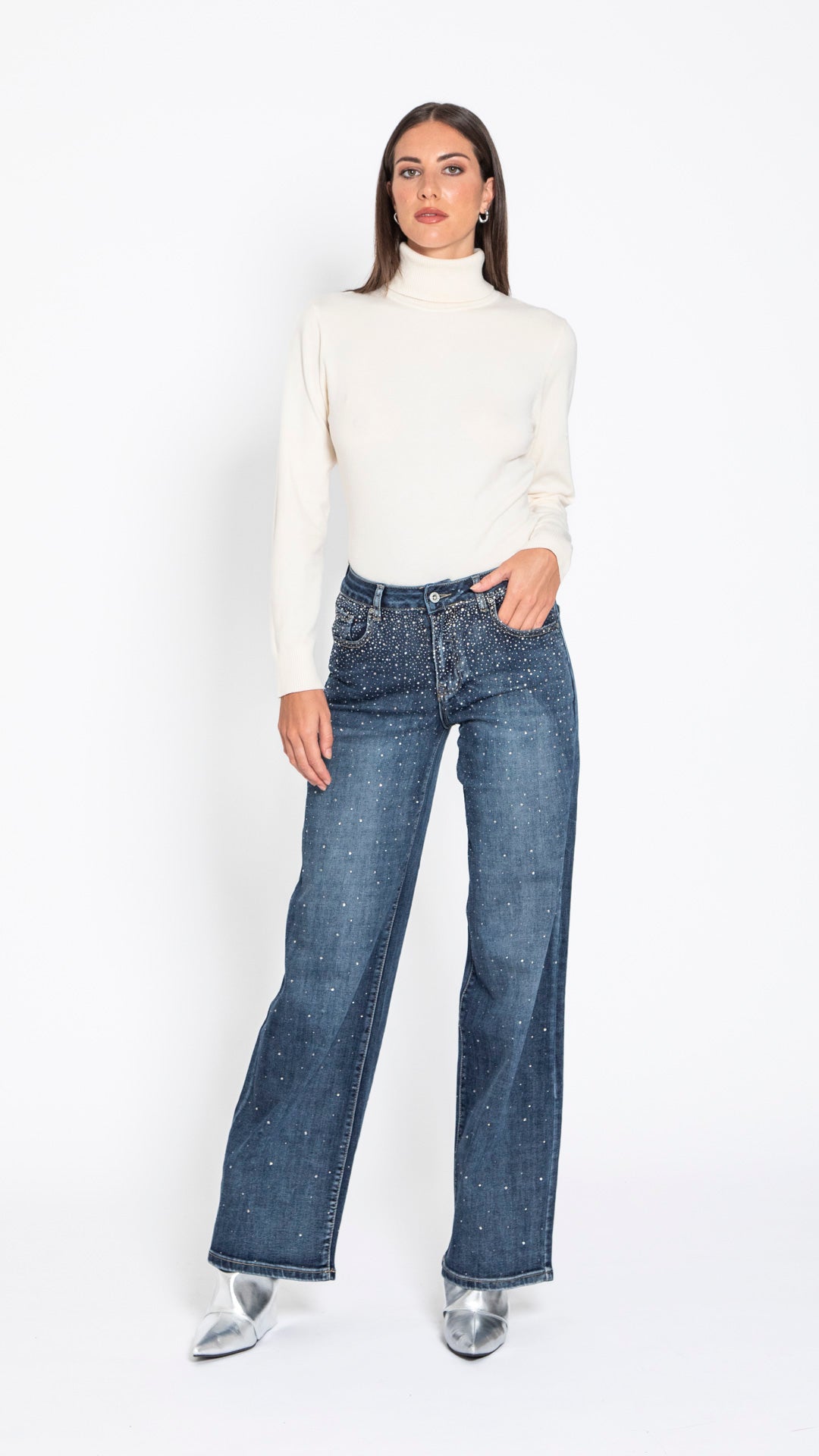 DANTE - PANTALONE DRITTO STRASS