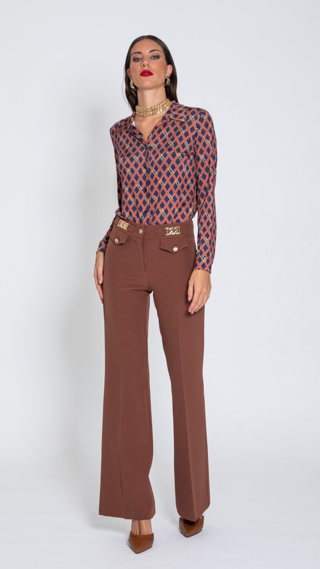 TISANA - PANTALONE CON FIBBIE ORO