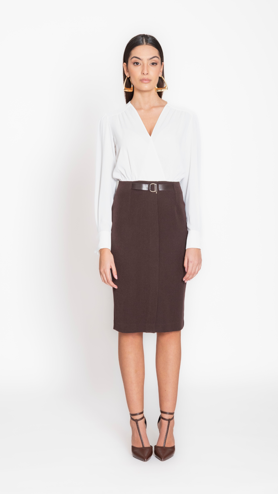 FELINO - ABITO MIDI CON ACCESSORIO PELLE