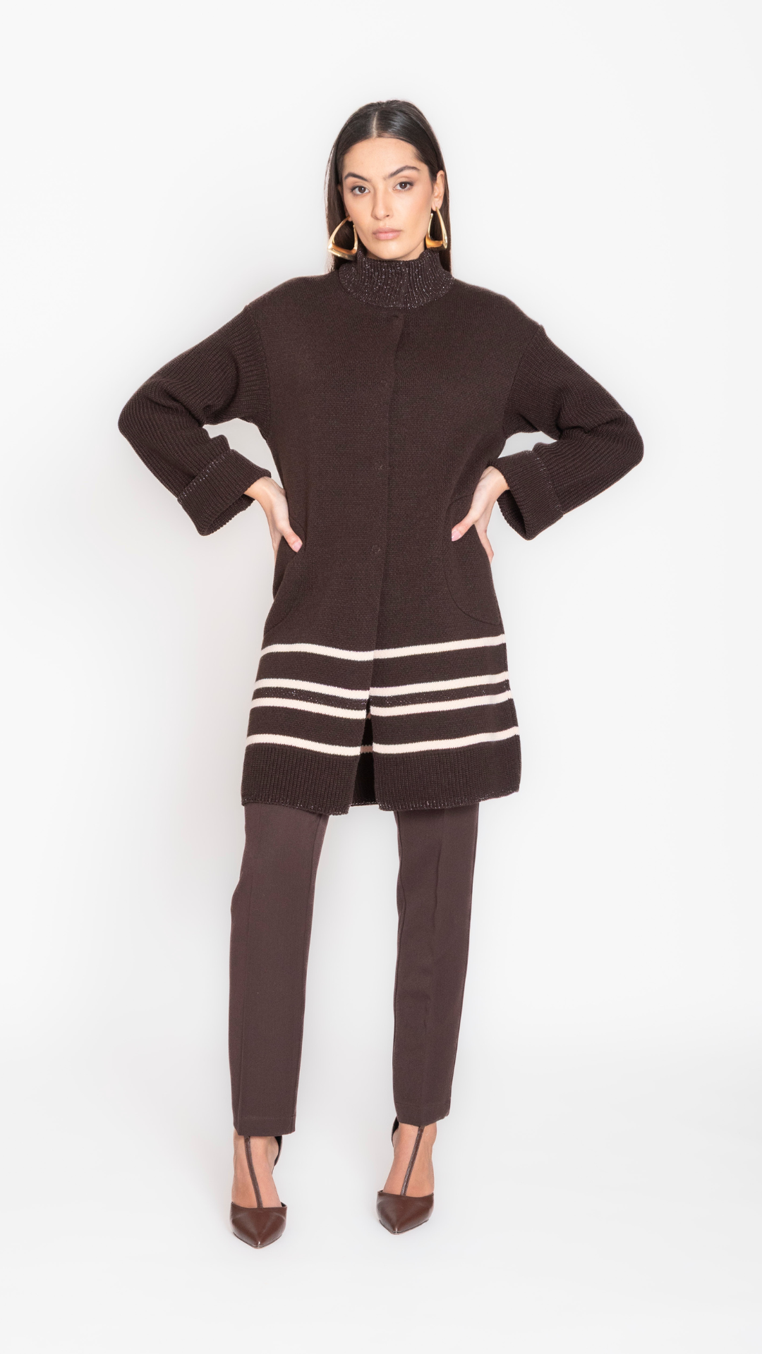 MARZAPANE - CAPPOTTO IN MAGLIA RIGHE LUREX