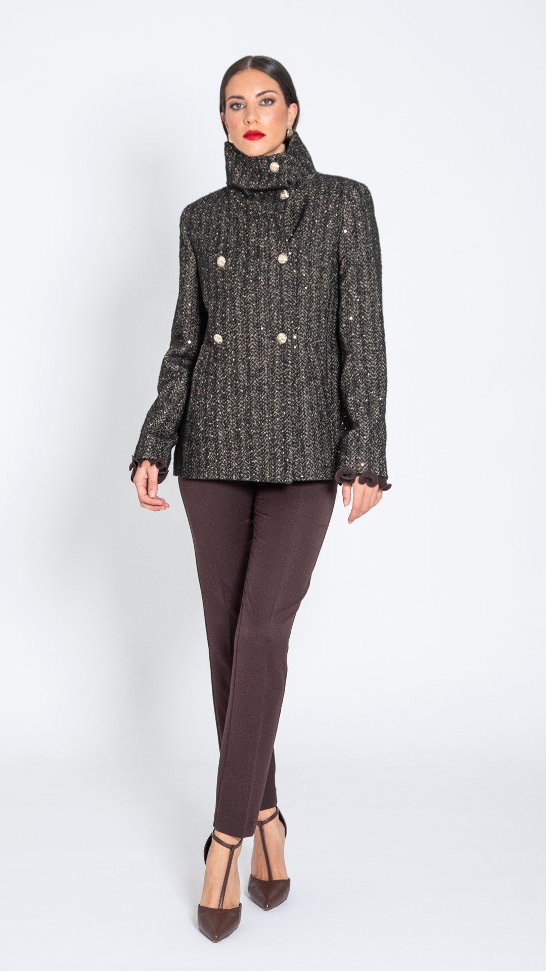 CADUTA - GIACCONE COLLO ALTO SPINATO