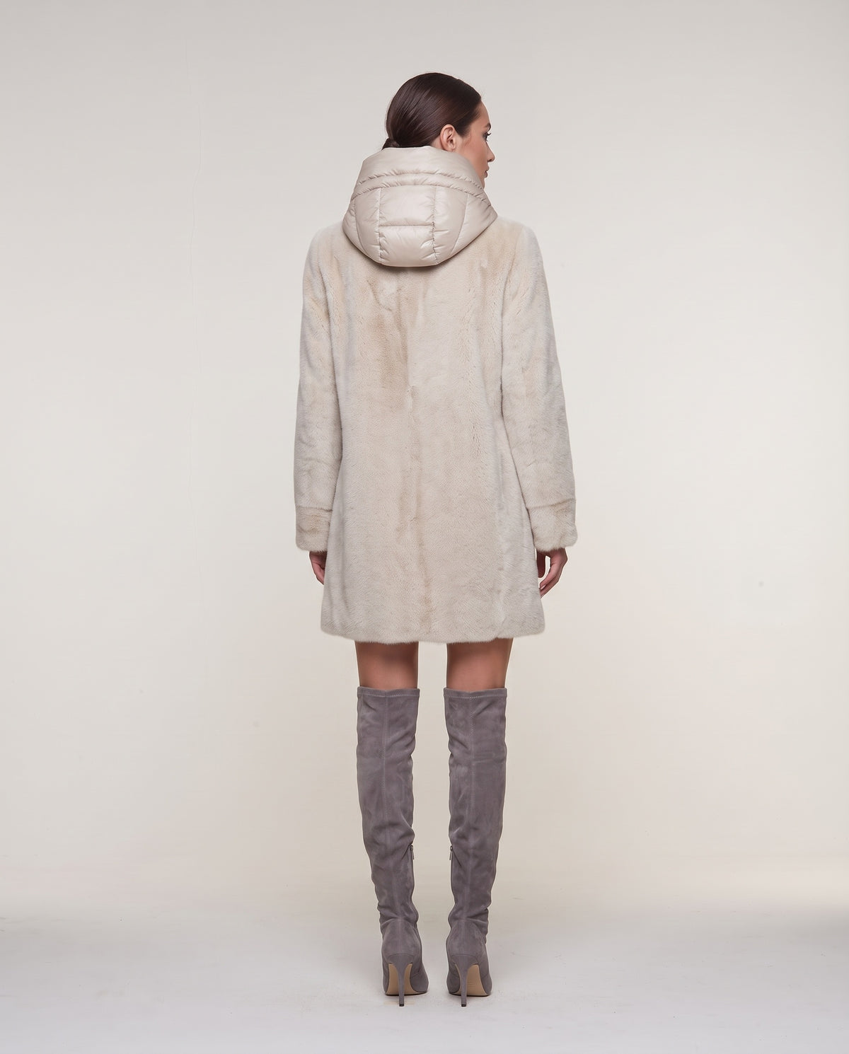 PUFFO - CAPPOTTO DI PELLICCIA CON CAPPUCCIO NYLON