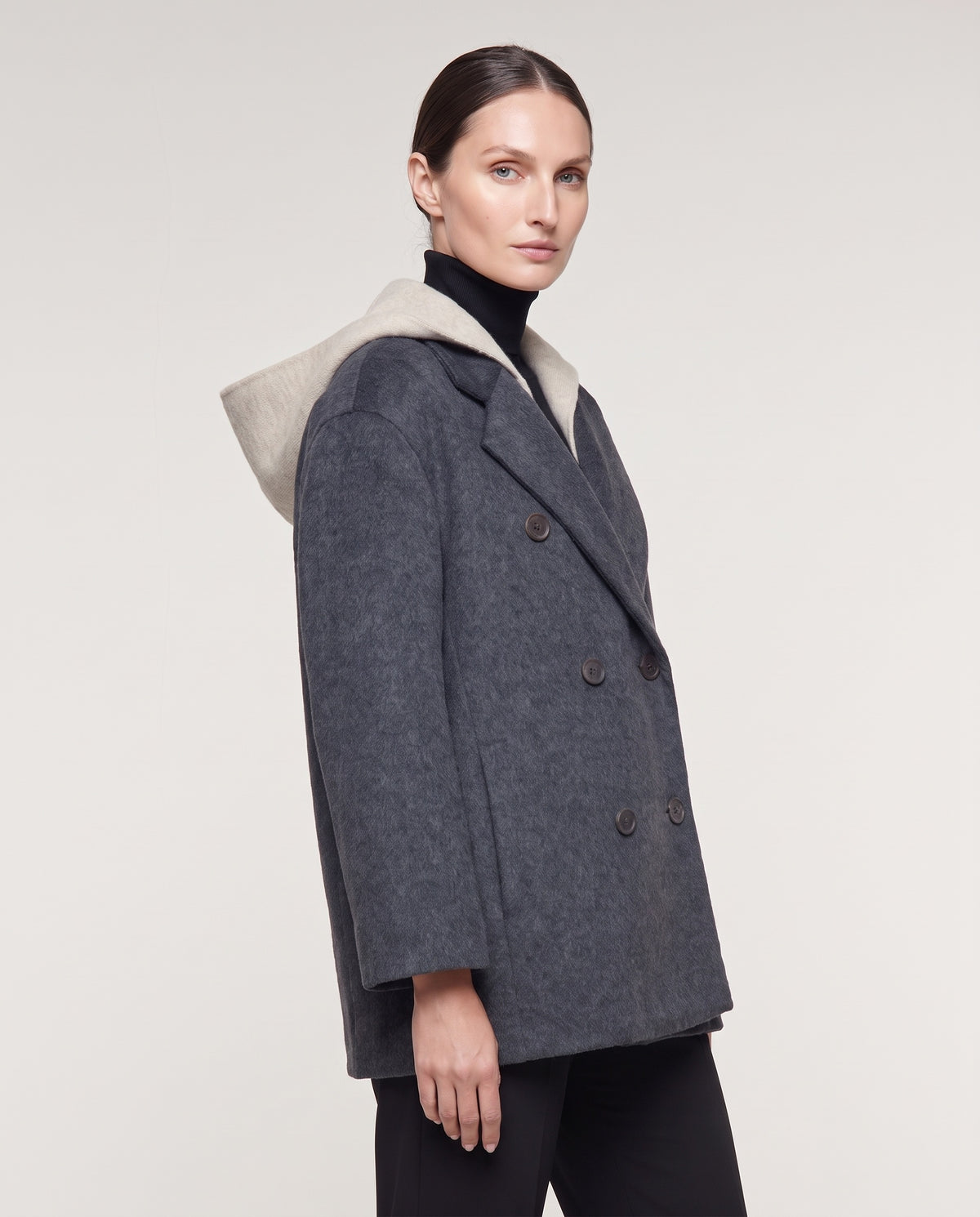 CUSTODIA - CAPPOTTO CORTO DOPPIO PETTO CON CAPPUCCIO