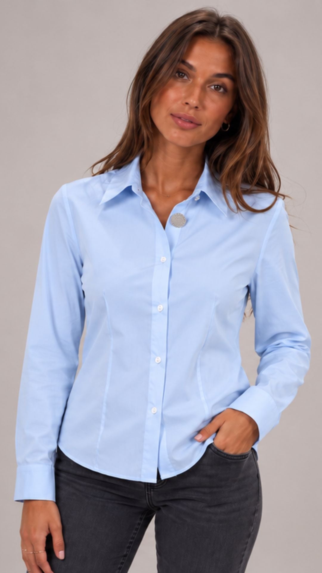 CADEL - CAMICIA CON BOTTONE STRASS