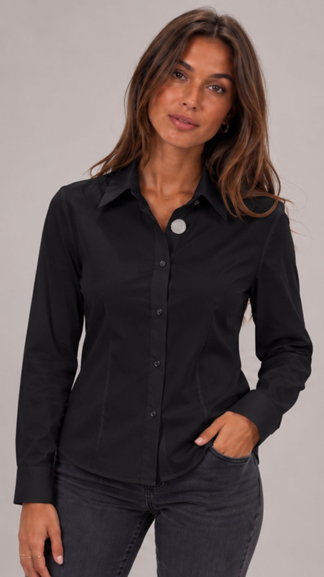 CADEL - CAMICIA CON BOTTONE STRASS