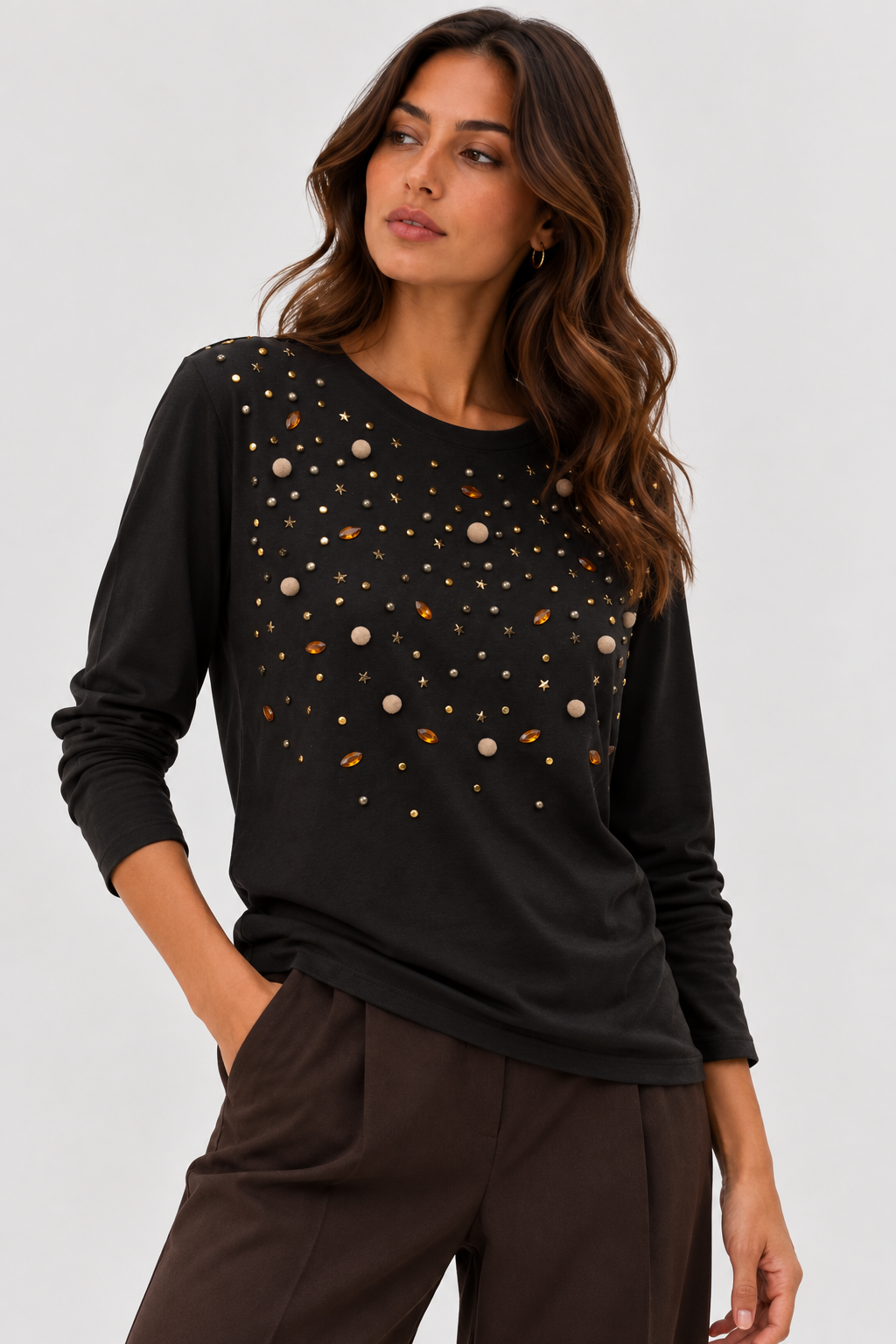 TADAN - T-SHIRT ML CON BORCHIE