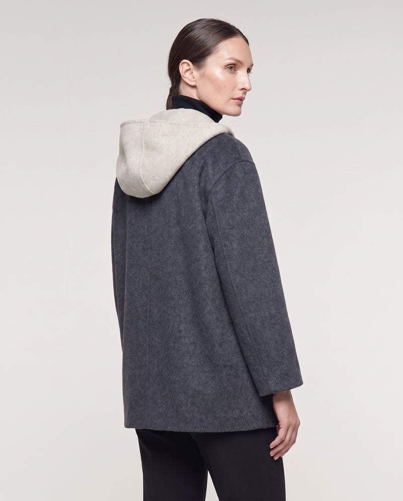 CUSTODIA - CAPPOTTO CORTO DOPPIO PETTO CON CAPPUCCIO