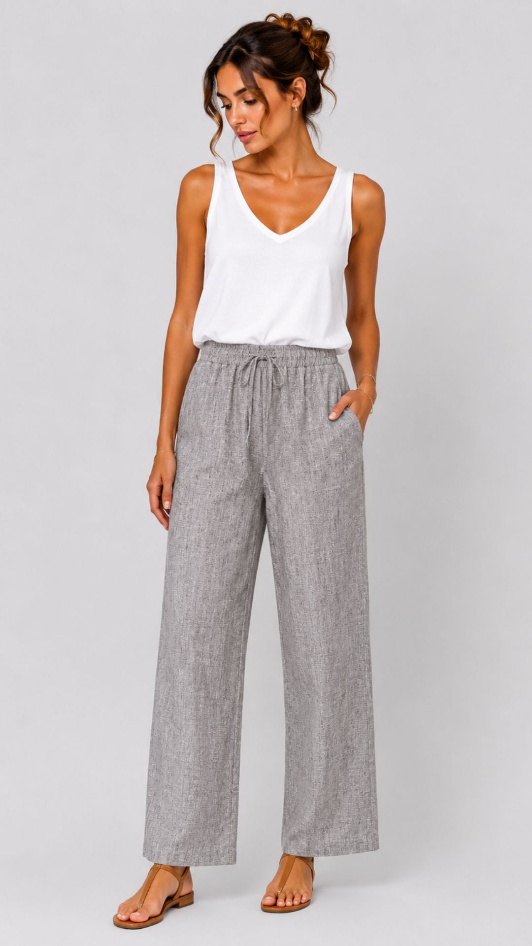 LORI - PANTALONE LINO SALE E PEPE