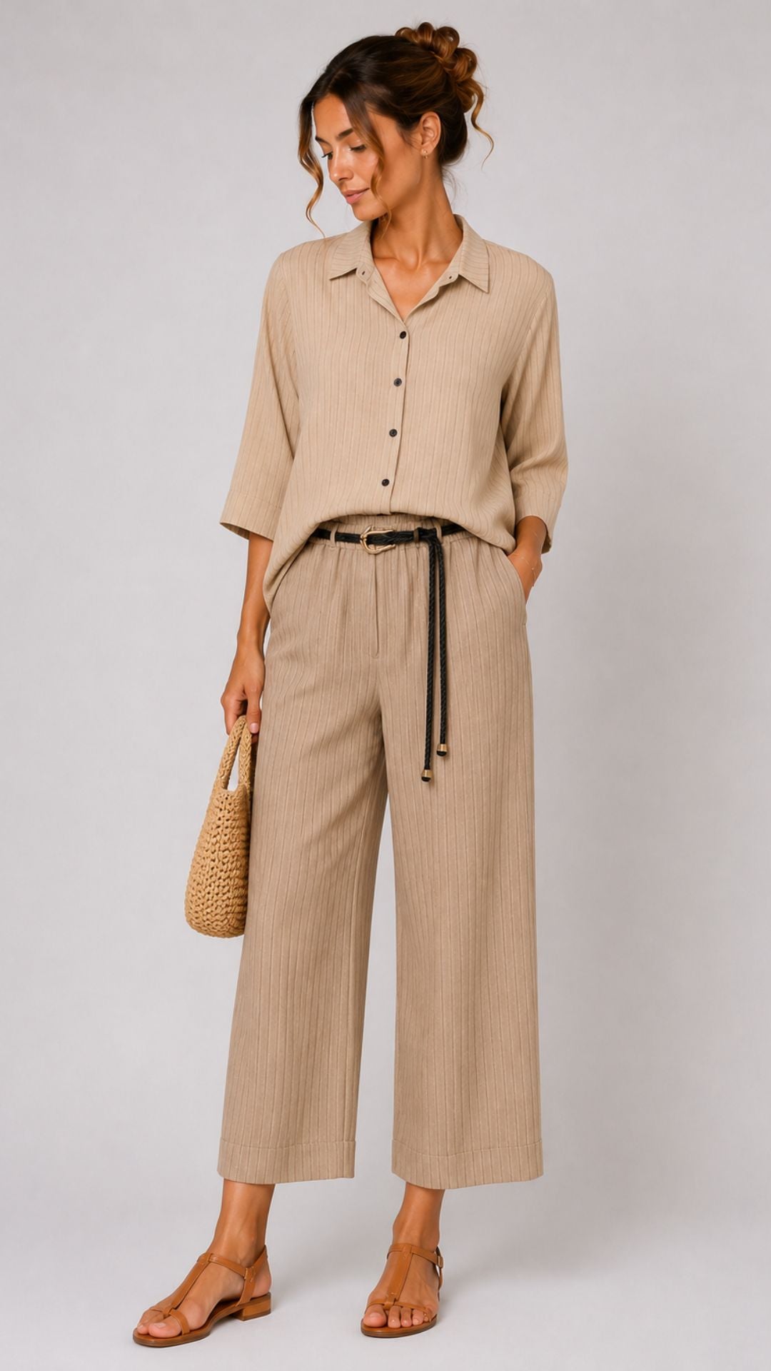 GRES - PANTALONE LINO GESSATO