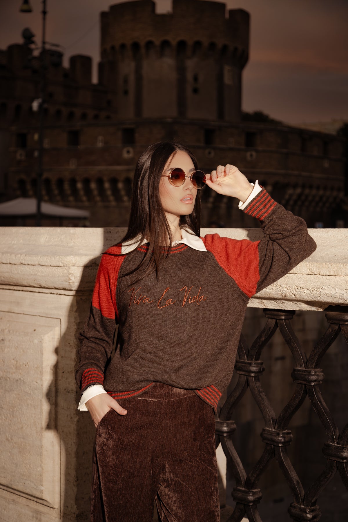 MANFREDI - MAGLIA COLOR BLOCK CON RICAMO