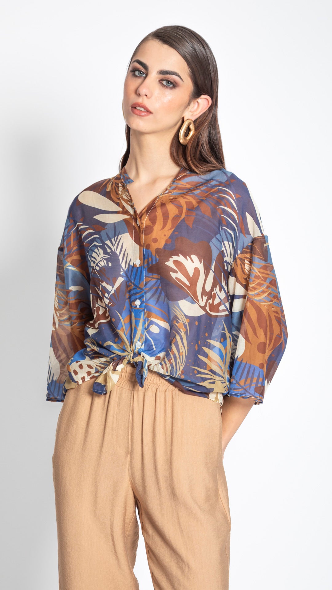 COCUN - CAMICIA CON NODO STAMPATA