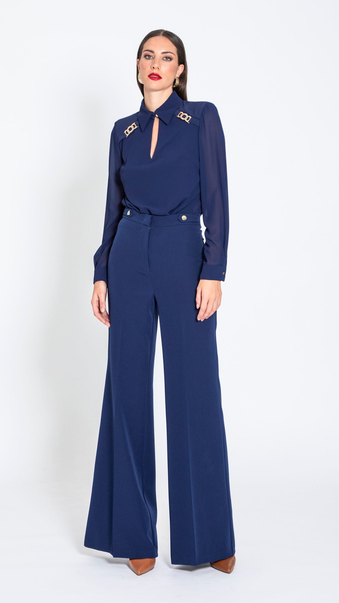 TEIERA - PANTALONE PALAZZO CON BOTTONI