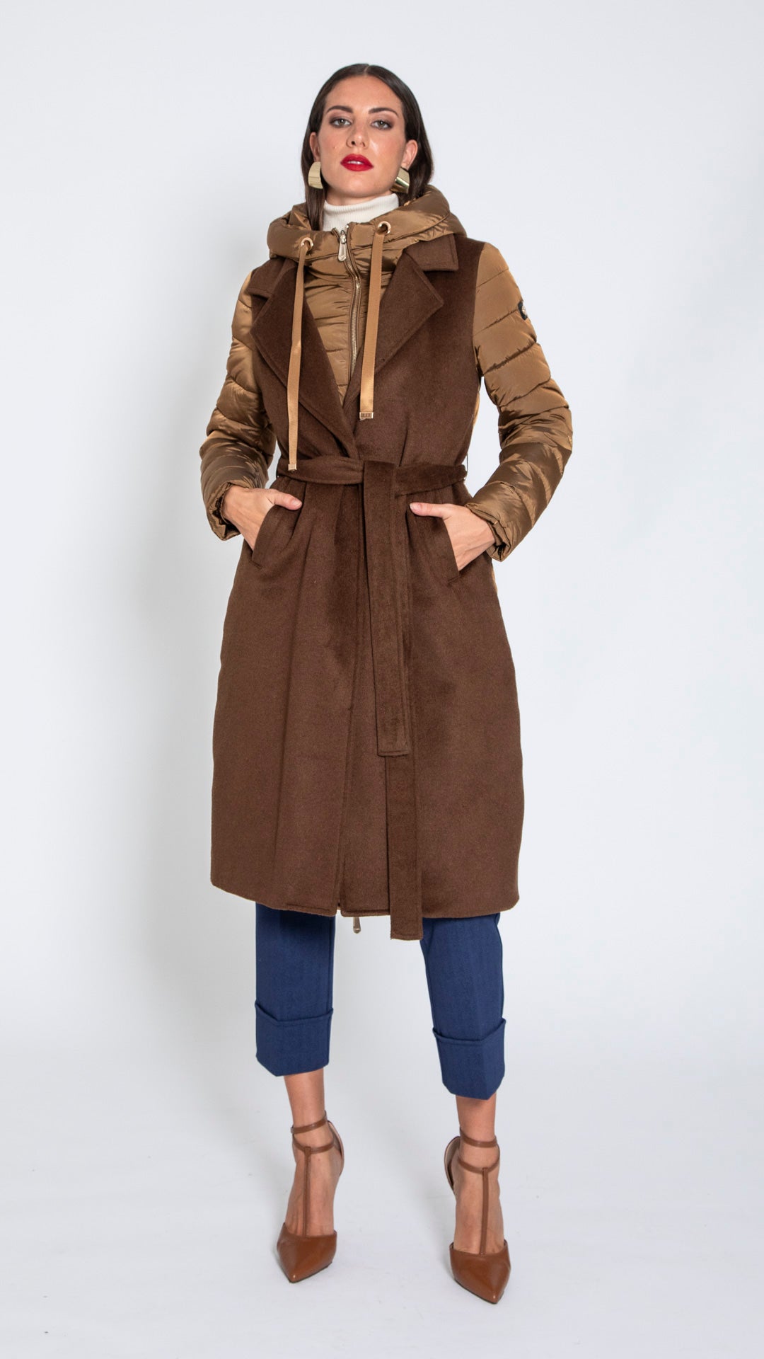 CAMERINO - CAPPOTTO LUNGO INSERTI TRAPUNTATI NYLON