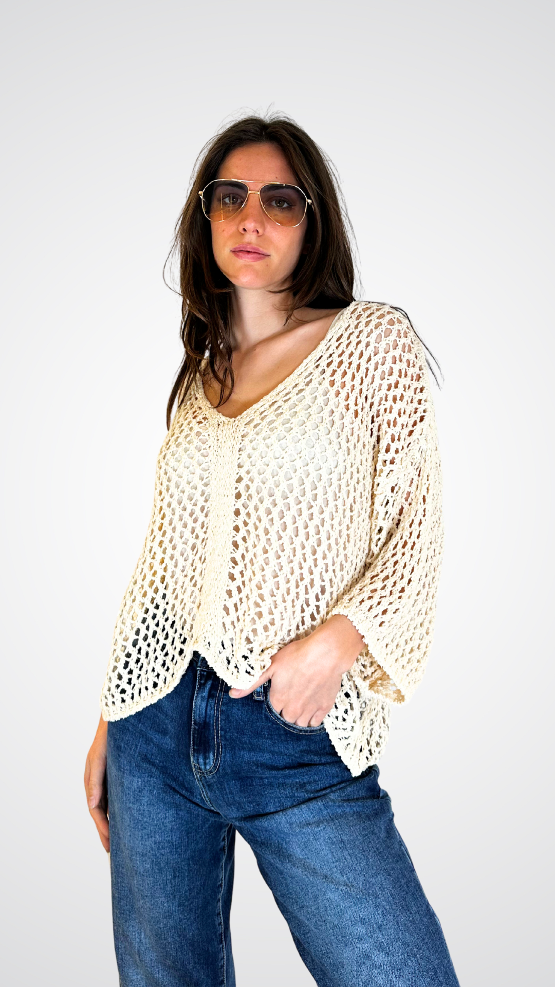MAFALDA - MAGLIA SCOLLO V A RETE