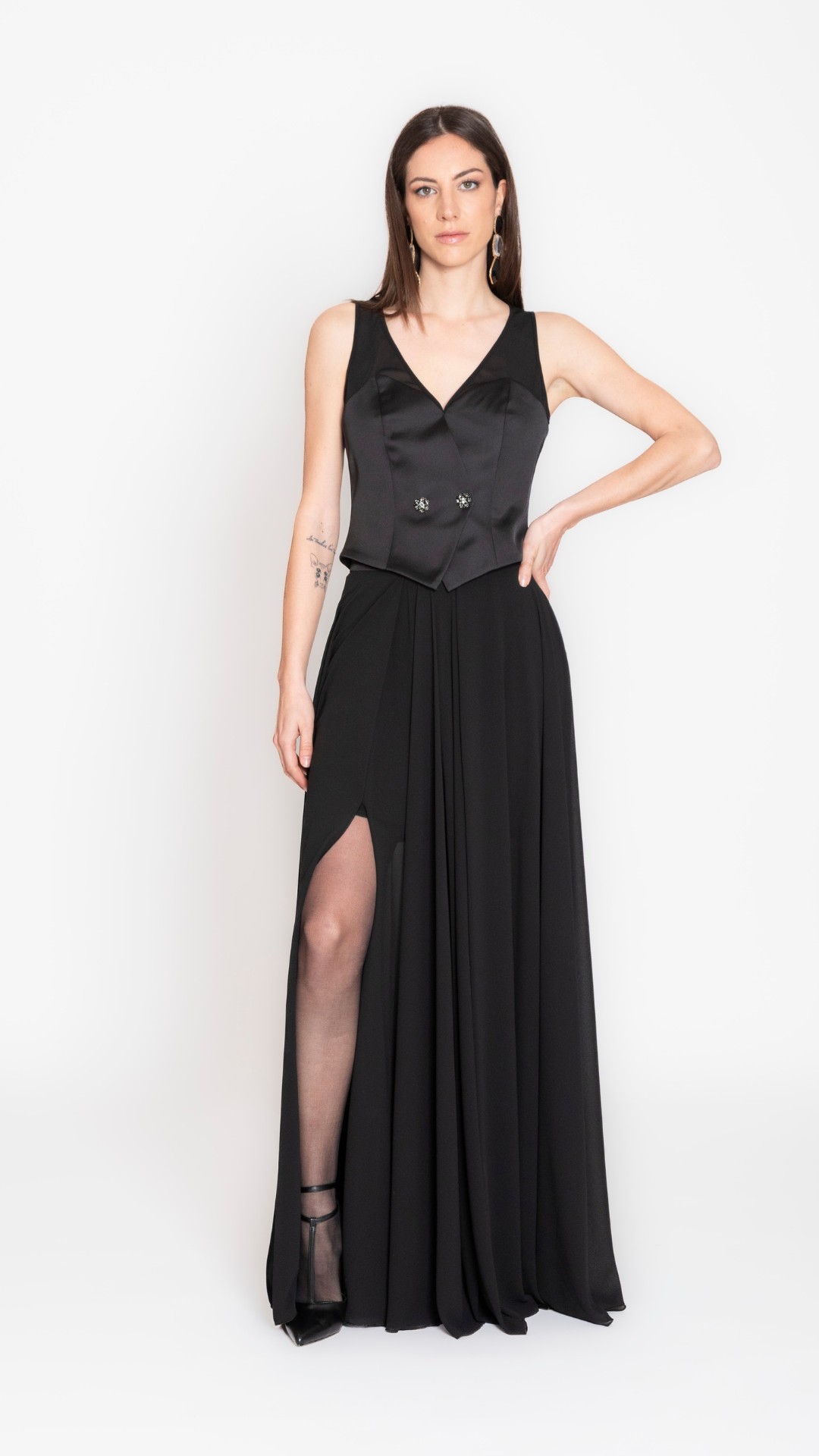 SABRINA - ABITO LUNGO 2 PEZZI GILET E GONNA