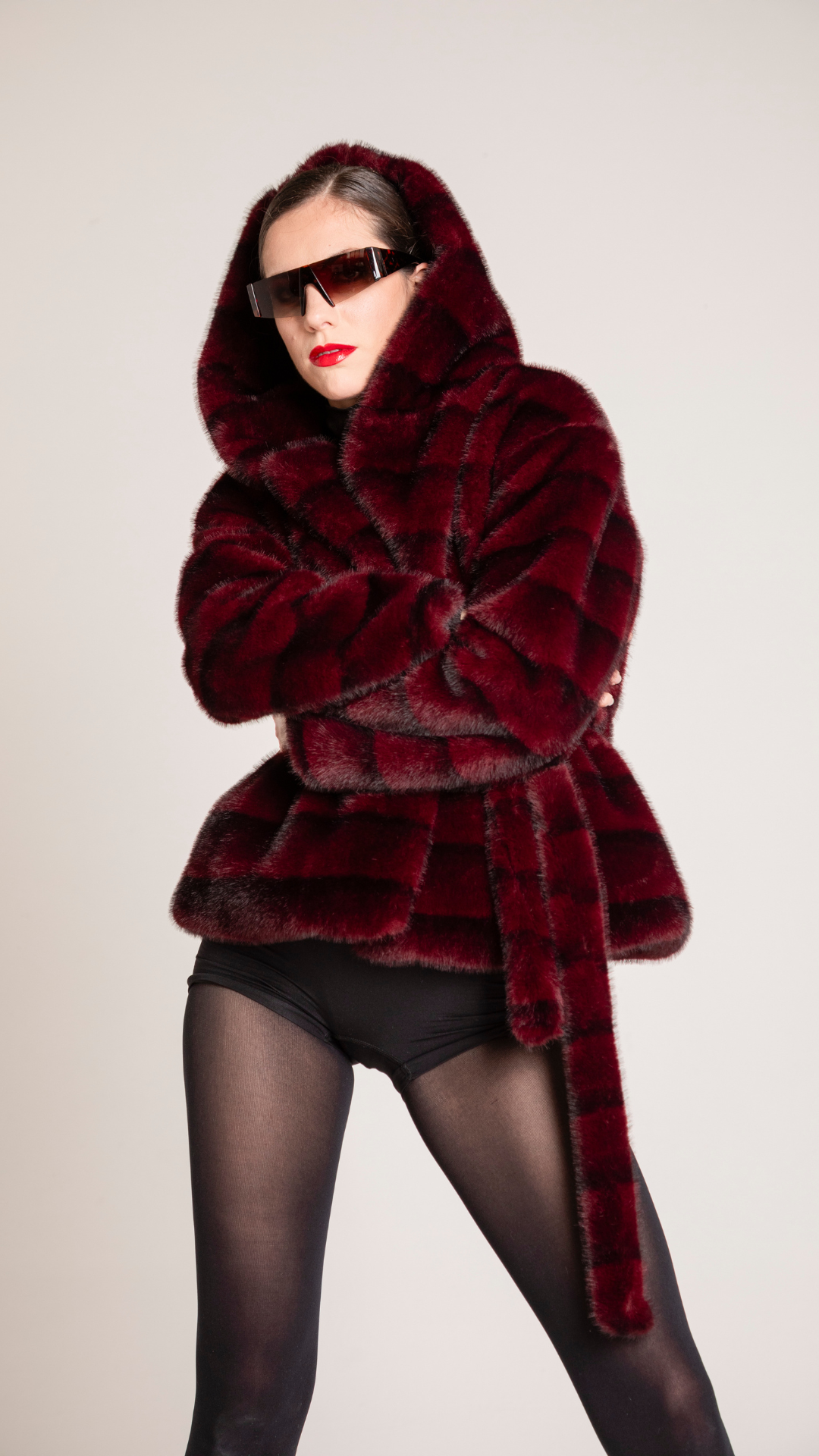 ETICO - ECOPELLICCIA GILET CON CAPPUCCIO