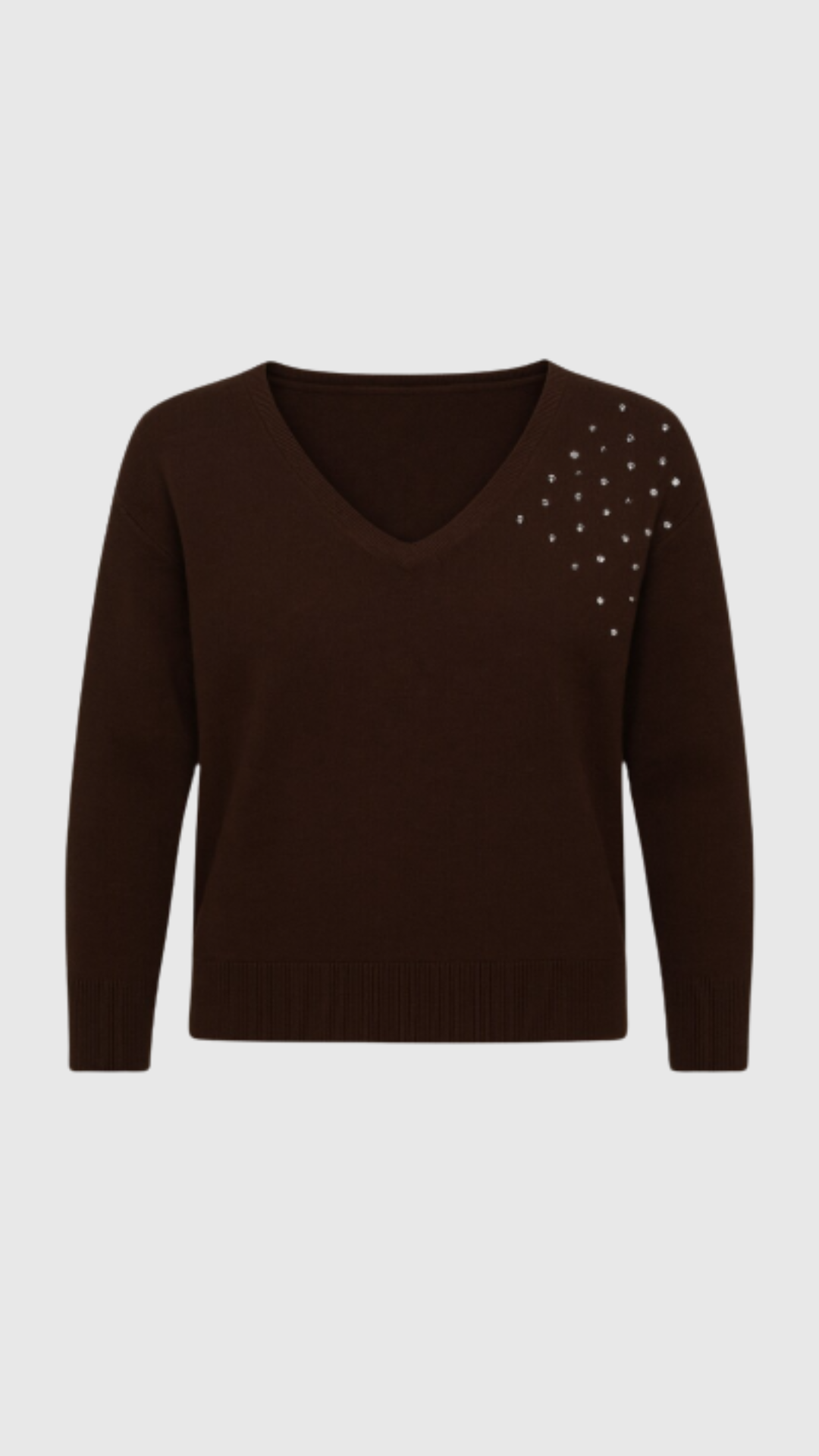 MIA - MAGLIA SCOLLO V CON APPLICAZIONE STRASS