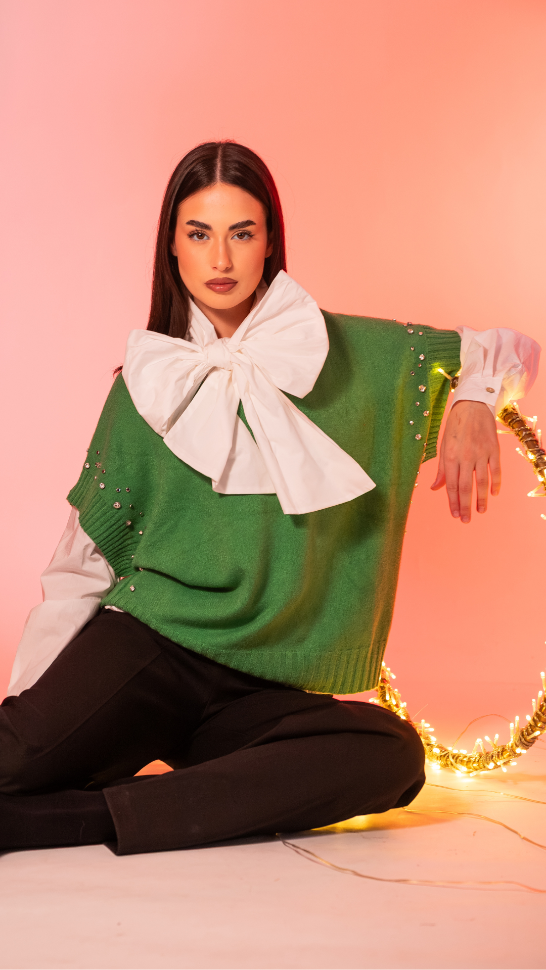 MARTINO - MAGLIA SMANICATA CON APPLICAZIONE STRASS