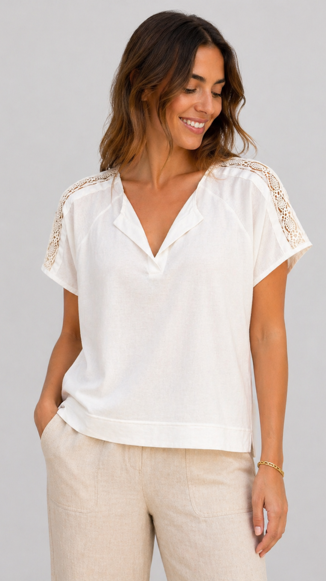 CILIEGIO - T-SHIRT CON PASSAMANERIA