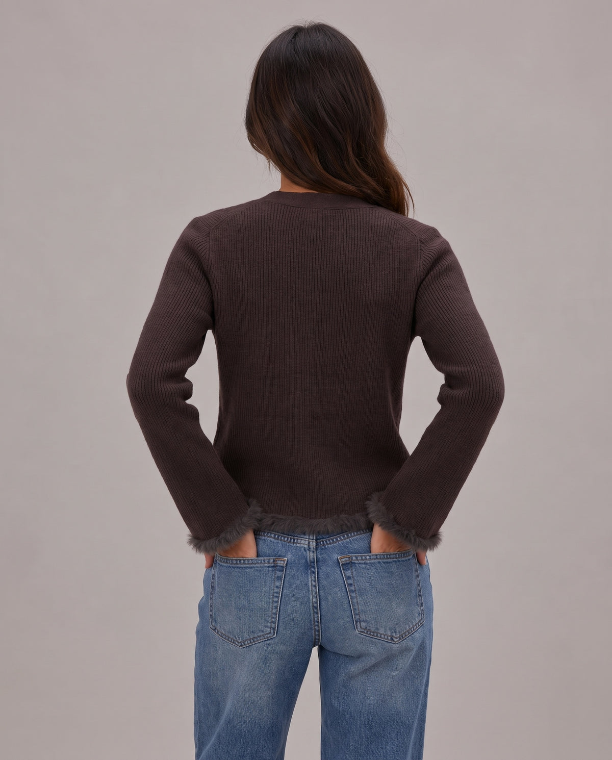 MALENA - CARDIGAN BORDI EFFETTO PELLICCIA