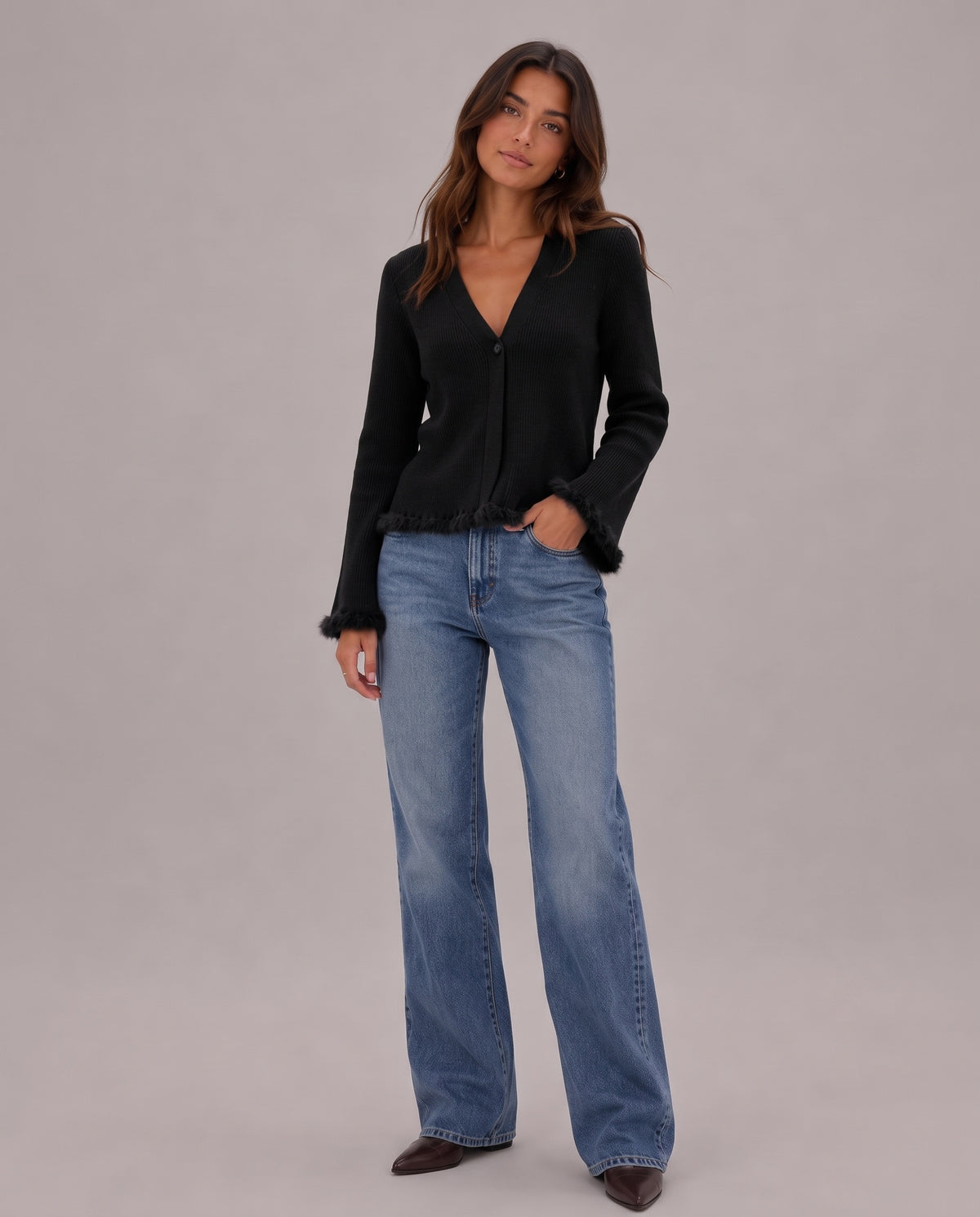 MALENA - CARDIGAN BORDI EFFETTO PELLICCIA