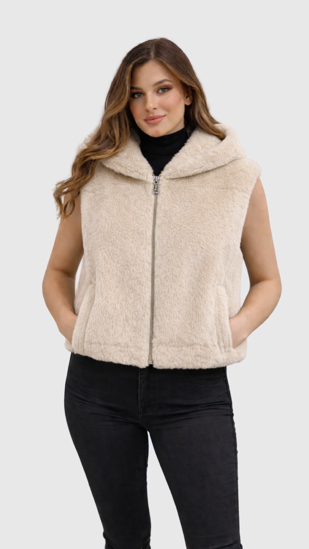 EMPA - GILET CON CAPPUCCIO ECOPELLICCIA